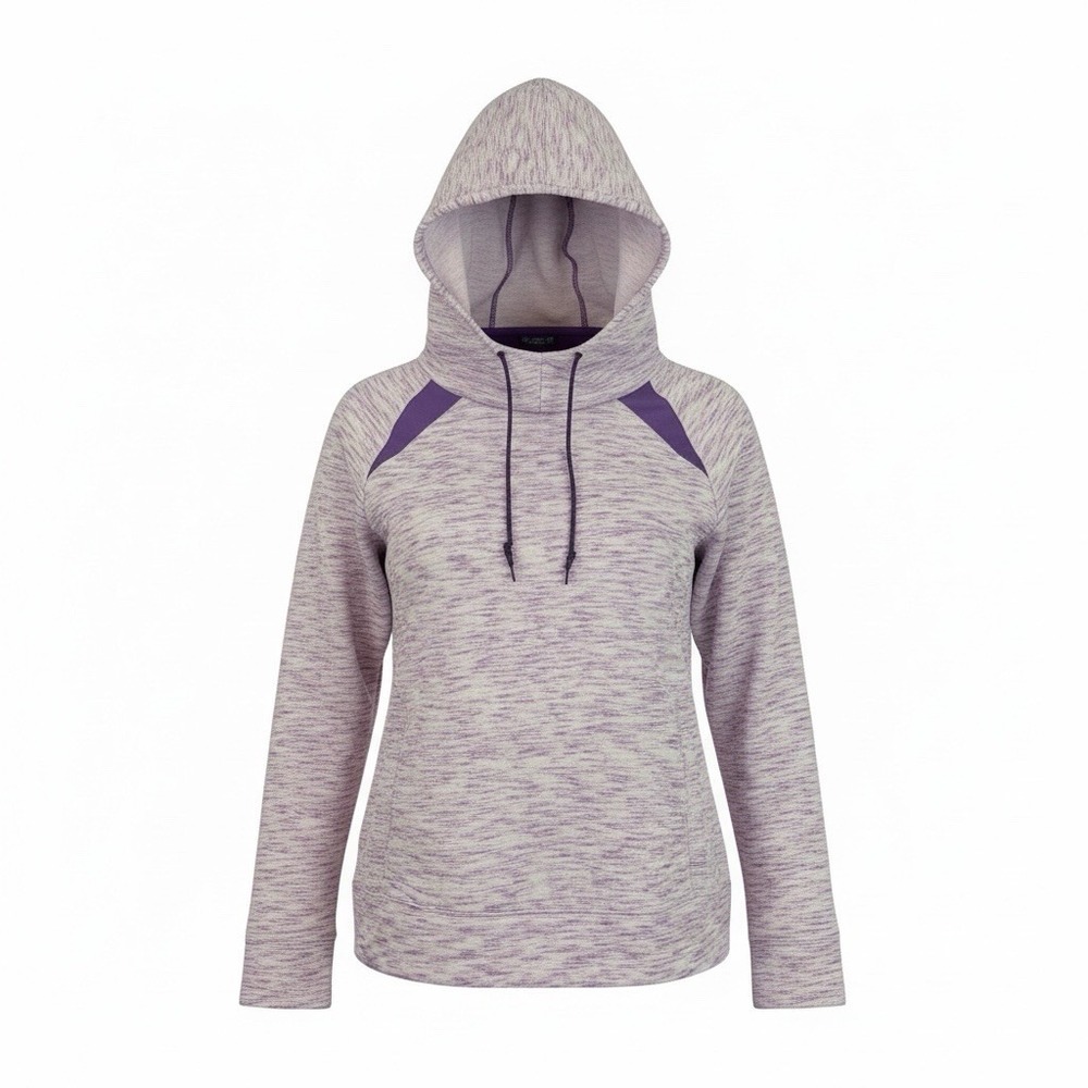 Tek Gear Womens XL Purple White Variegated Hooded Sweatshirt Pullover Fleece